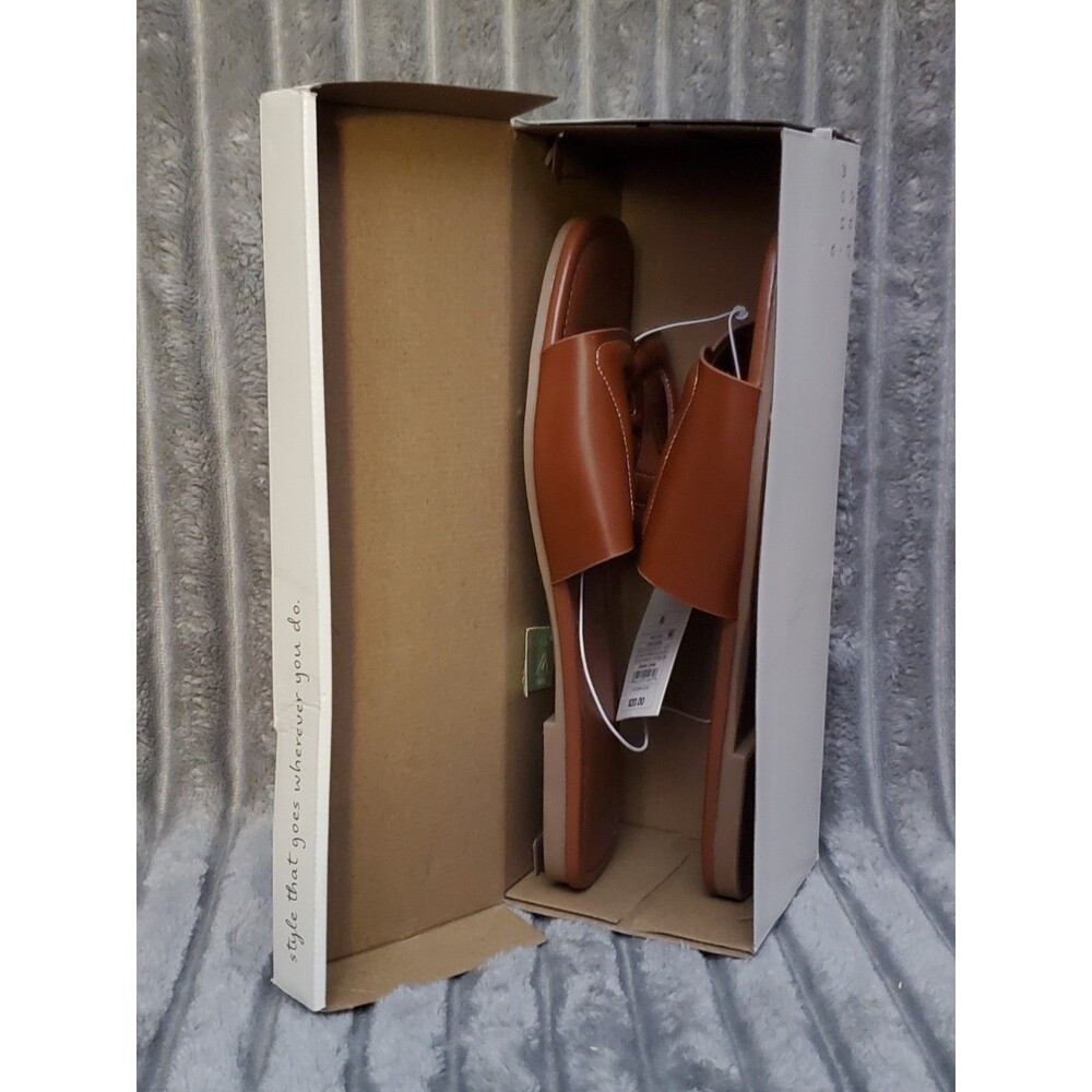 A New Day Target Women's Deidra Slide Sandals Memory Foam Slip On Cognac sz 9.5